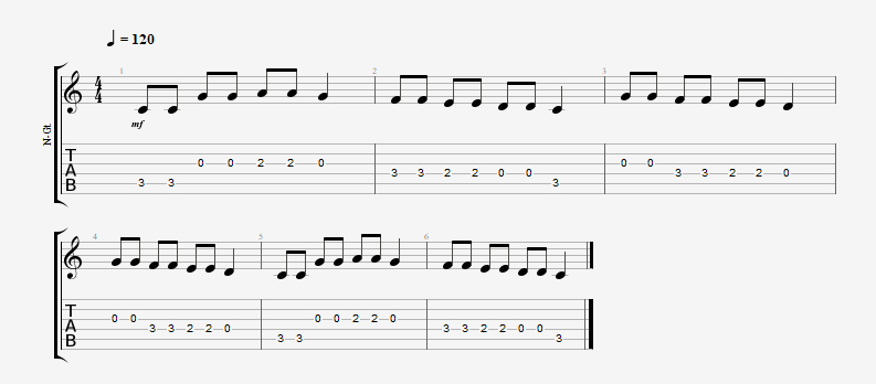 twinkle twinkle little star standard and tab notation